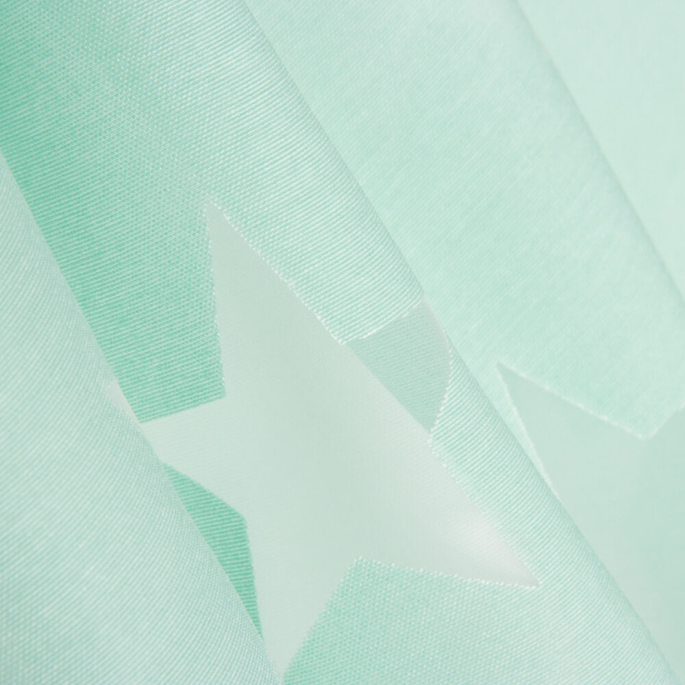 Retal Visillo Devoré Estrellas Verde Agua 120x280 cm - Ribes y Casals