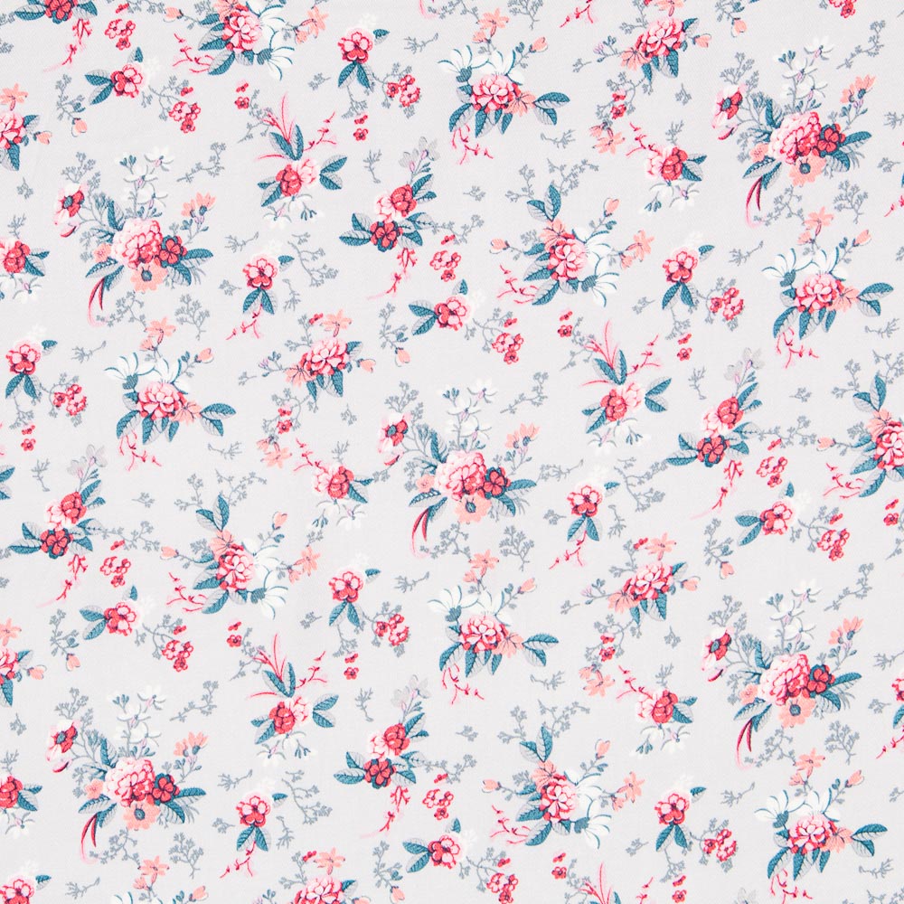 Viyela Flor Cretona Gris - Ribes y Casals