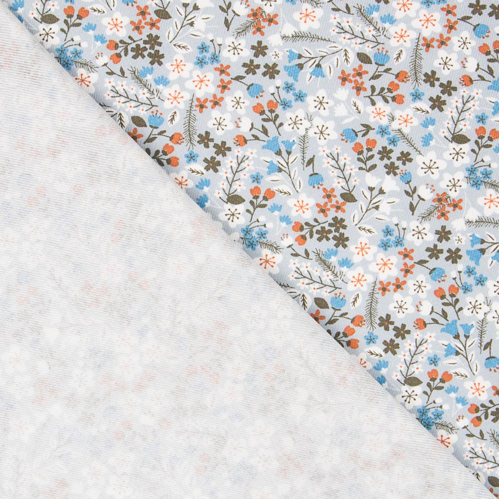 Viyela Flores Ramitas Celeste - Ribes y Casals