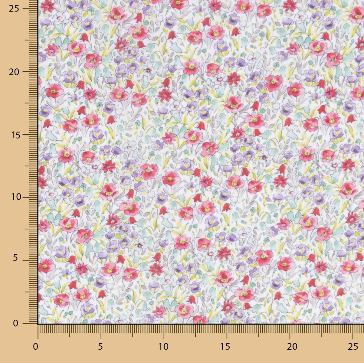 Voile Algodón Flores Nimes Rojo - Ribes y Casals