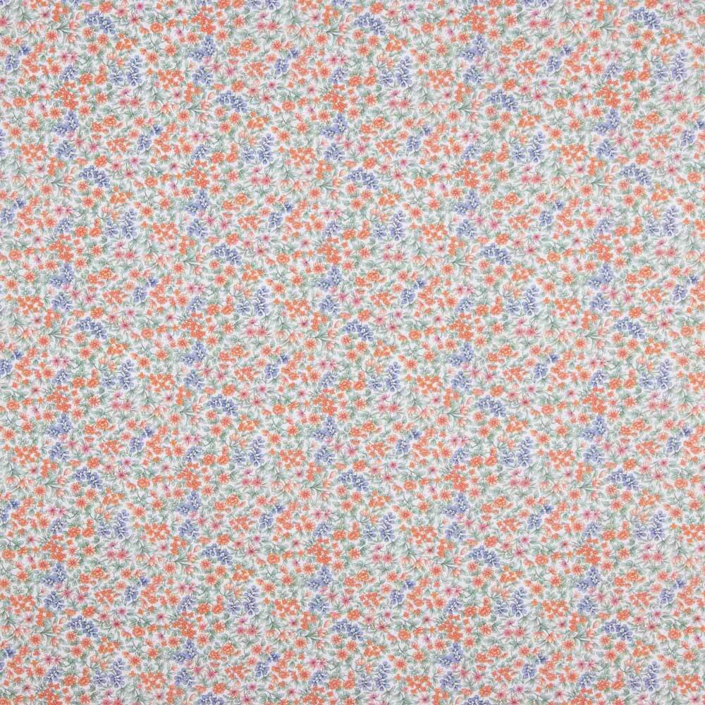 Voile Algodón Flores Scarlet Naranja - Ribes y Casals