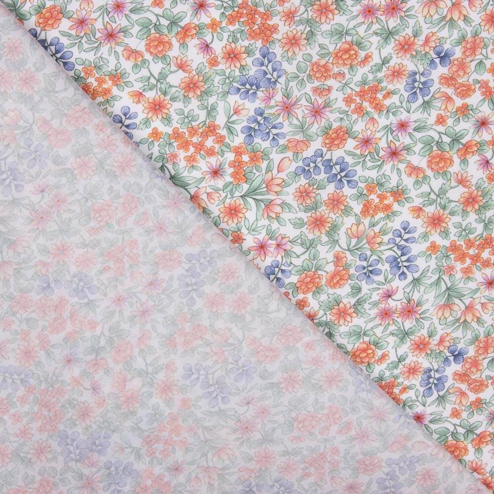 Voile Algodón Flores Scarlet Naranja - Ribes y Casals