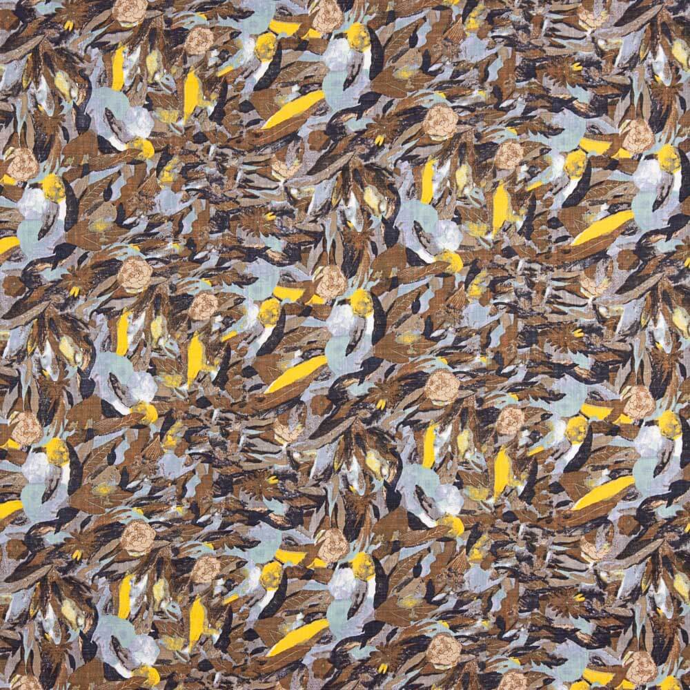 Voile Estampado Hojas Azules - Ribes y Casals