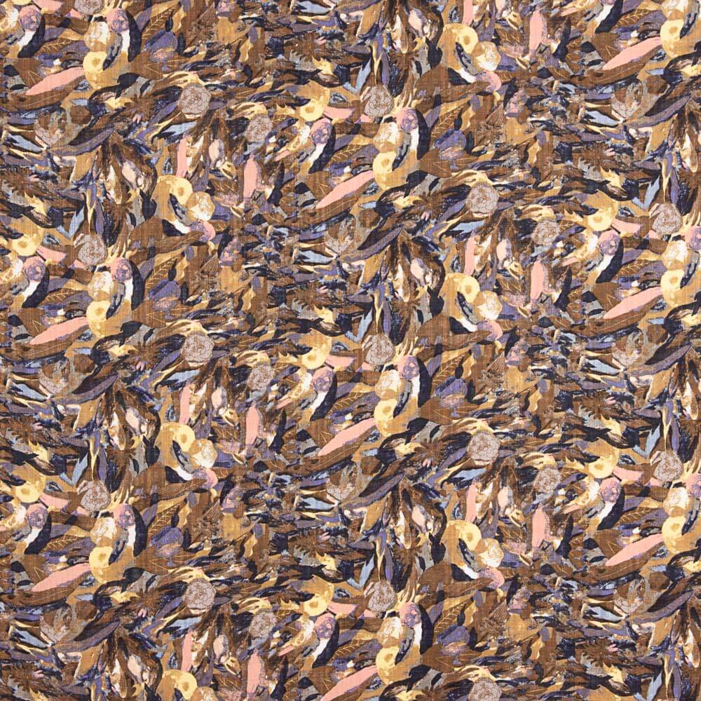 Voile Estampado Hojas Rosa - Ribes y Casals