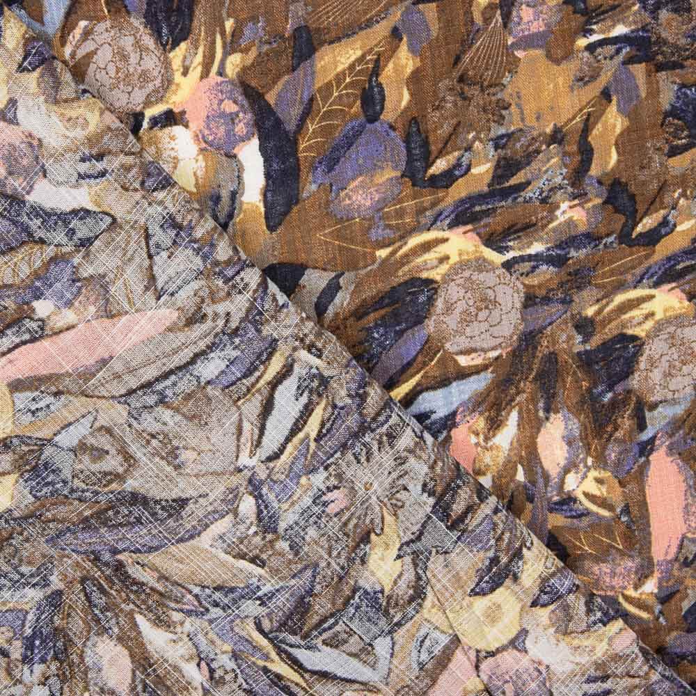 Voile Estampado Hojas Rosa - Ribes y Casals