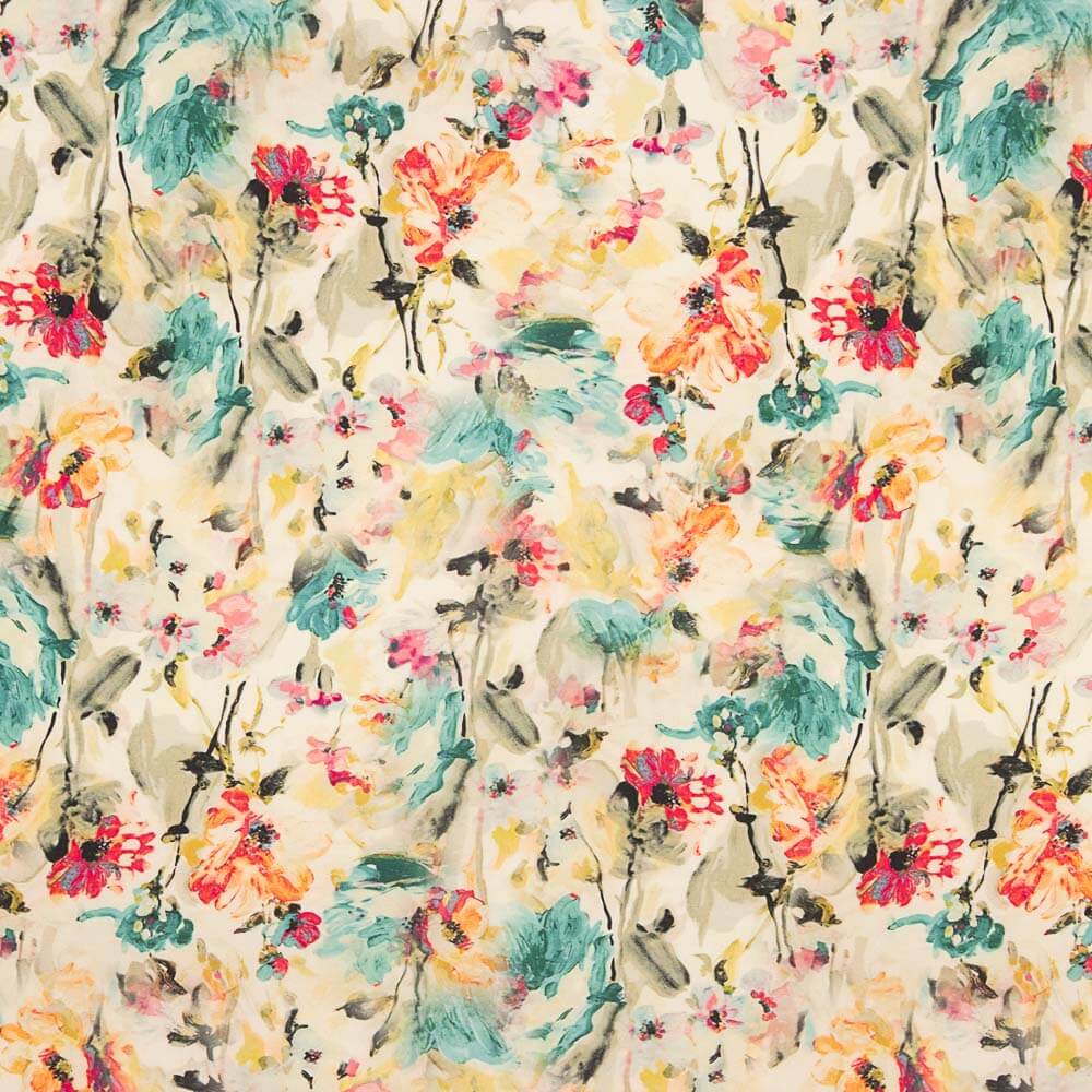 Voile Viscosa Acuarela Flowers - Ribes y Casals